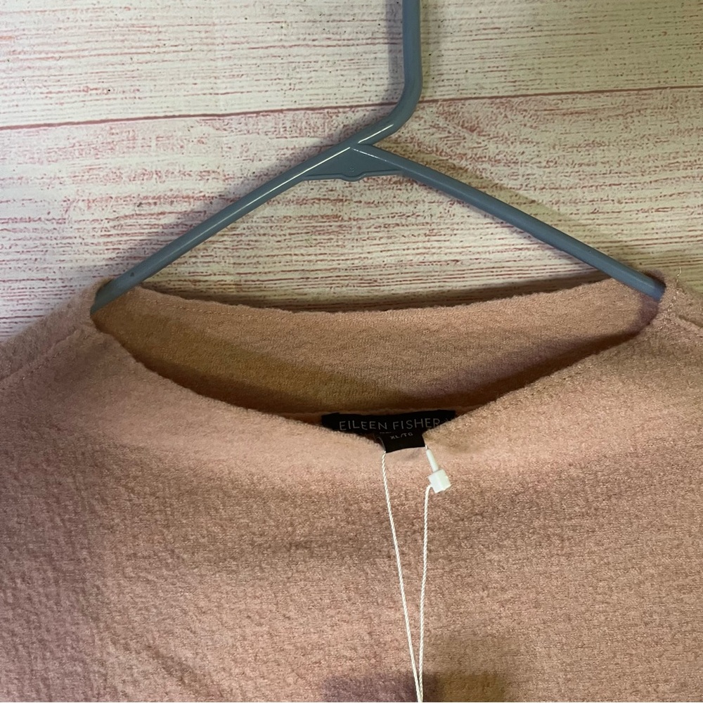 Eileen Fisher NWT Blush Lightweight Funnel Wool BoxTop Sz1X F1WQO-T5458M Size XL - Picture 5 of 7